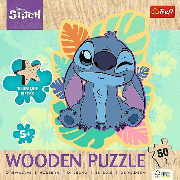 2816 Trefl Puzzle drewniane 50 elementów Wesoły Stitch