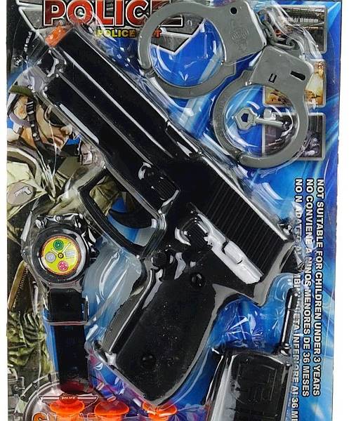 6696 Pistolet na strzałki zestaw policyjny krótkofalówka kompas kajdanki 