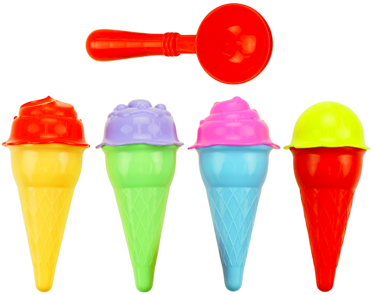 * 0491 Duży kolorowy zestaw do piasku wiaderko + wafelki lody 11 elementów 
