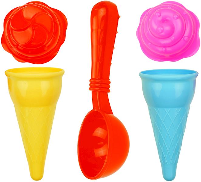 * 0491 Duży kolorowy zestaw do piasku wiaderko + wafelki lody 11 elementów 