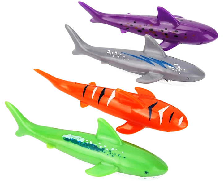 * 0866 ZESTAW 4szt. REKINY ZABAWKI DO WODY REKIN DO NURKOWANIA W BASENIE