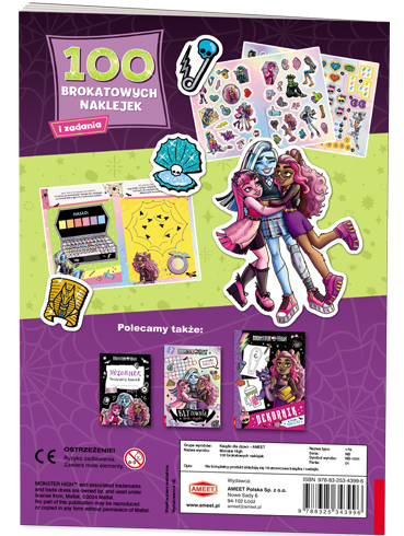 3996 Monster High 100 Brokatowych Naklejek Praca Zbiorowa 