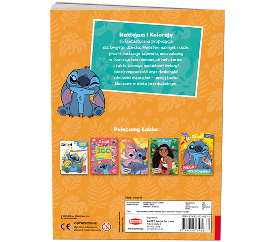 5877 Disney Stich Naklejam i Koloruję Praca zbiorowa