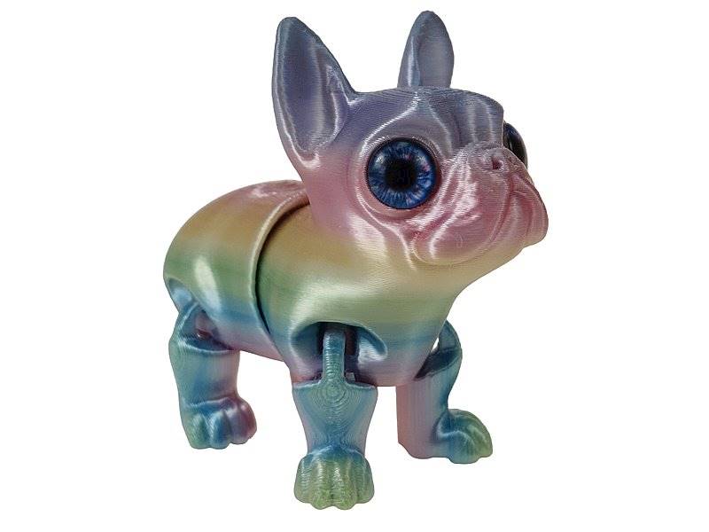 1473 Figurka Piesek Bulldog Francuski 3D Tęczowy i Holograficzny