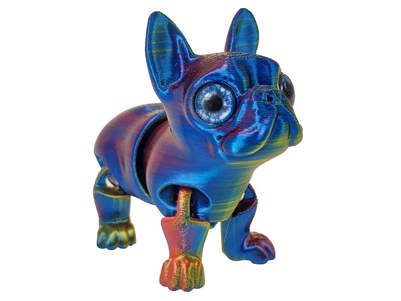 1473 Figurka Piesek Bulldog Francuski 3D Tęczowy i Holograficzny
