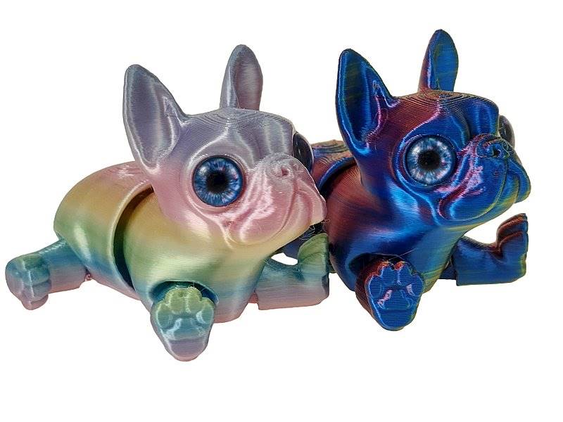 1473 Figurka Piesek Bulldog Francuski 3D Tęczowy i Holograficzny