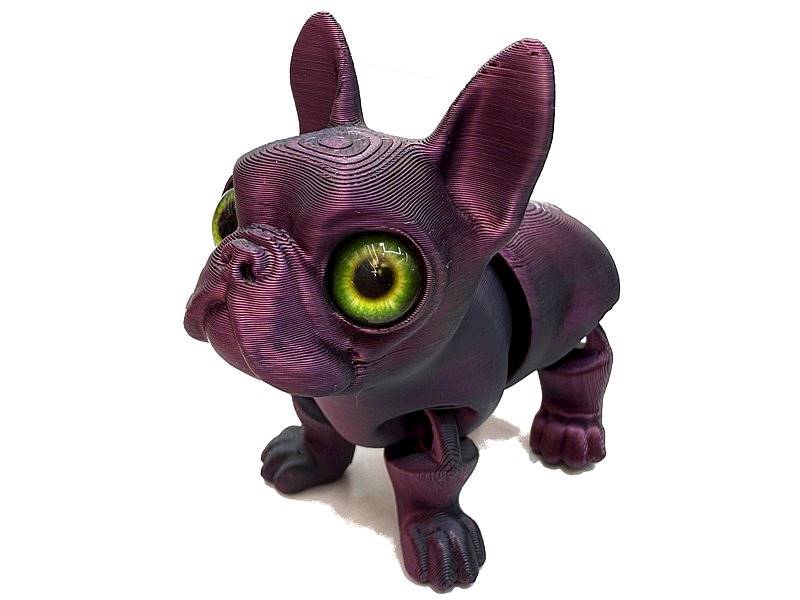 1473 Figurka Piesek Bulldog Francuski 3D Tęczowy i Holograficzny