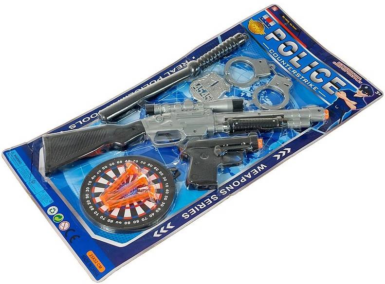 3361 Pistolet karabin na strzałki zestaw policyjny odznaka kajdanki