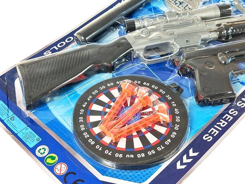 3361 Pistolet karabin na strzałki zestaw policyjny odznaka kajdanki