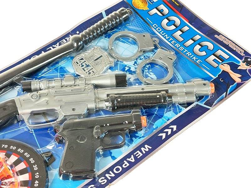 3361 Pistolet karabin na strzałki zestaw policyjny odznaka kajdanki