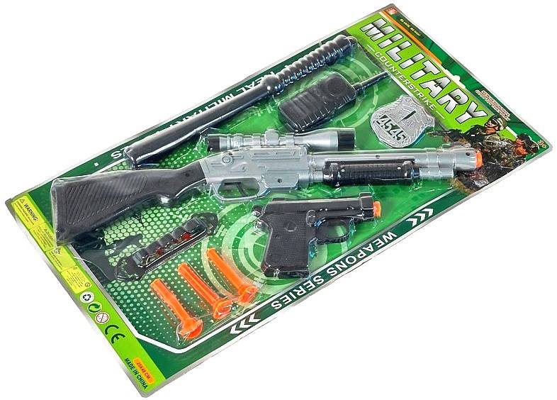 3798 Pistolet karabin na strzałki zestaw policyjny odznaka pałka 