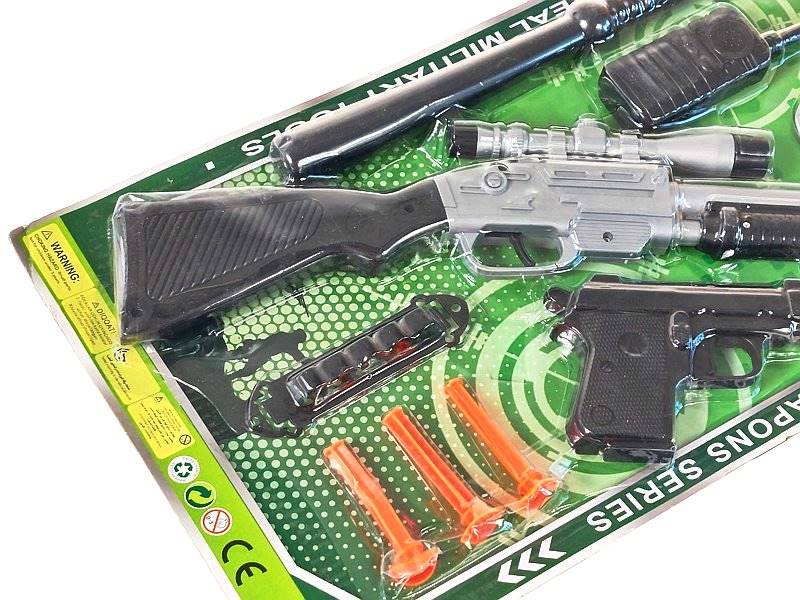 3798 Pistolet karabin na strzałki zestaw policyjny odznaka pałka 