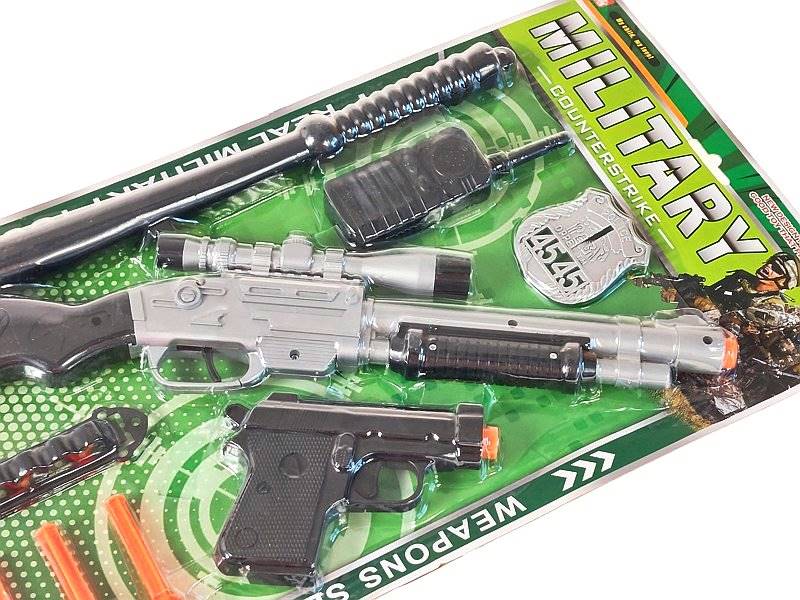 3798 Pistolet karabin na strzałki zestaw policyjny odznaka pałka 