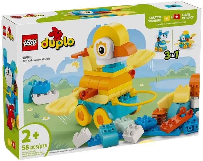 10448  Klocki Lego Duplo 3w1 Zwierzątka na kółkach 58 elementów