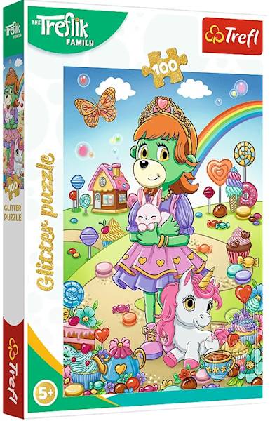 8336 Trefl puzzle 100 elementów Rodzina Treflików Brokatowe Trefliki 