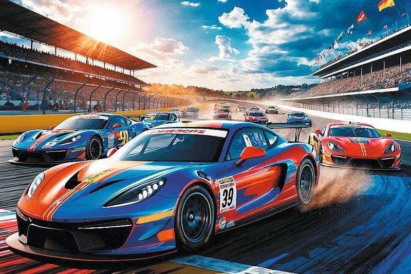 4038 Trefl puzzle 100 elementów Szybka wyścigówka tor wyścigowy