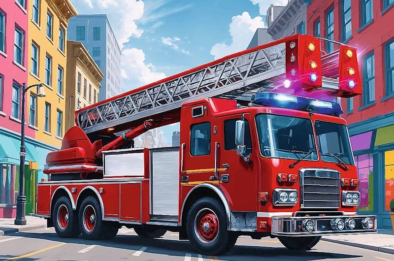 4052 Trefl puzzle 60 elementów Wóz strażacki strażak układanka