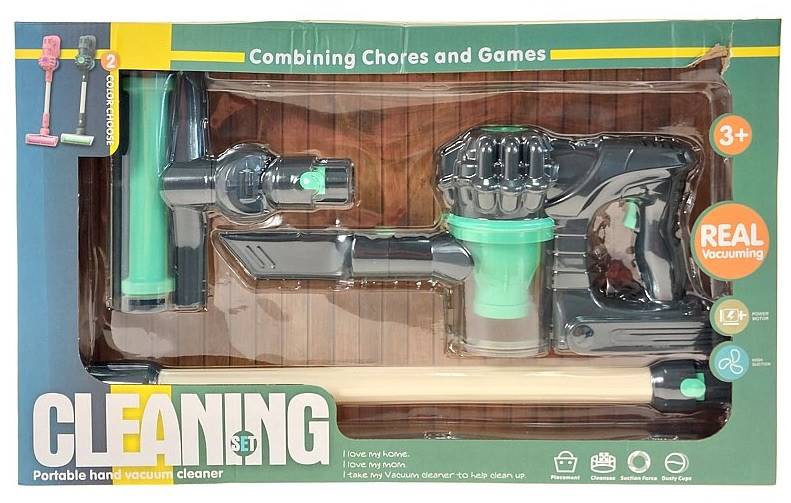 3035 Odkurzacz na baterie Pionowy dla dzieci interaktywny dźwięk światło