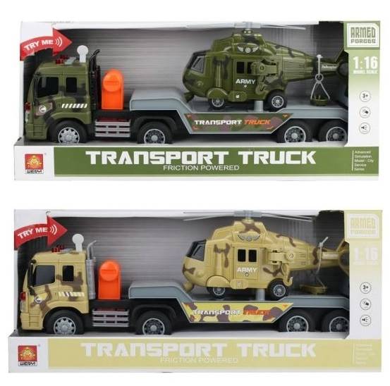 3674 Auto laweta wojskowa helikopter światło dźwięk ciężarówka 