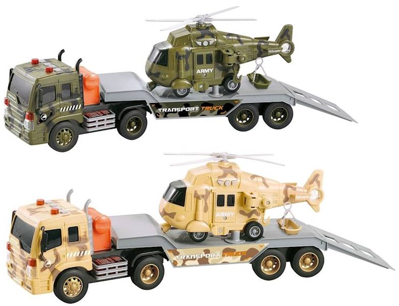 3674 Auto laweta wojskowa helikopter światło dźwięk ciężarówka 
