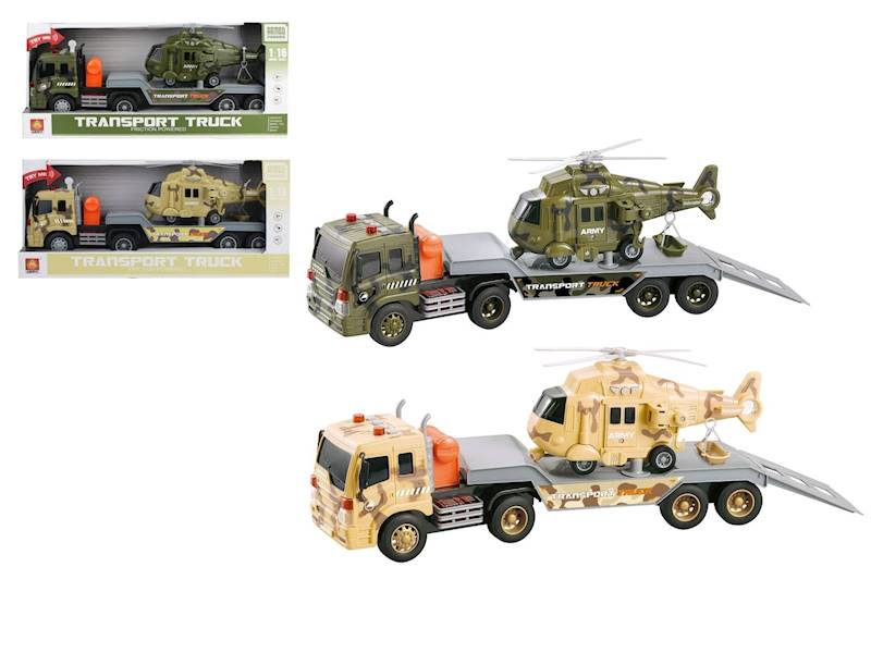 3674 Auto laweta wojskowa helikopter światło dźwięk ciężarówka 