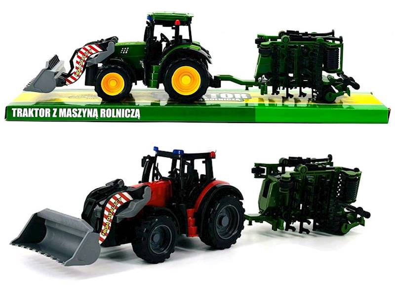 4297 Traktor z maszyną rolniczą – ciągnik z przyczepą brona talerzowa
