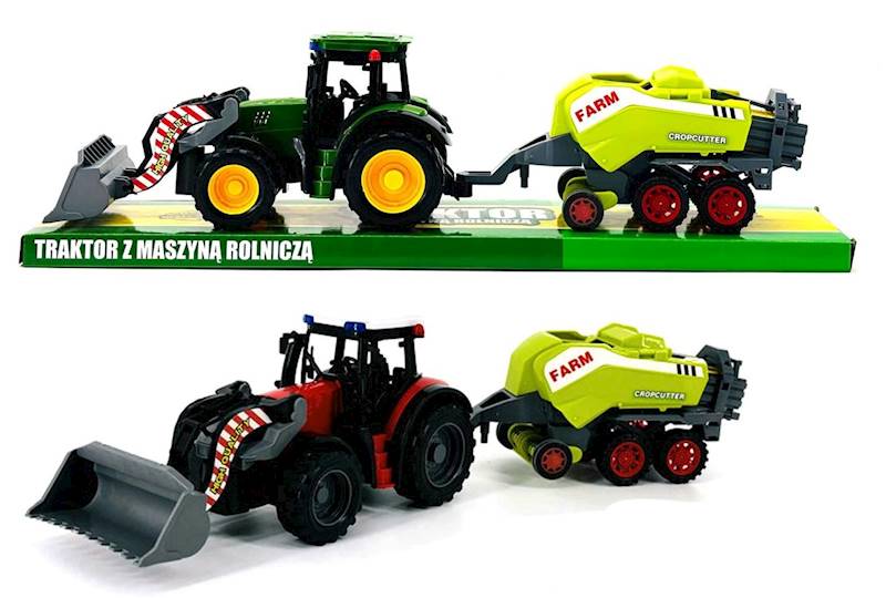 4310 Traktor z maszyną rolniczą – ciągnik z przyczepą prasa do słomy