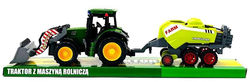 4310 Traktor z maszyną rolniczą – ciągnik z przyczepą prasa do słomy