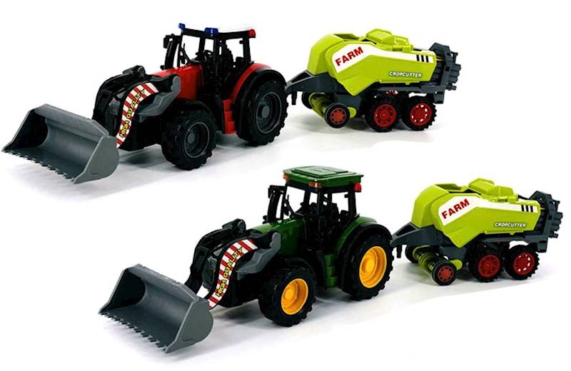 4310 Traktor z maszyną rolniczą – ciągnik z przyczepą prasa do słomy