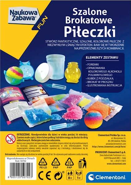 50702 Clementoni Szalone brokatowe piłeczki Naukowa zabawa 50702