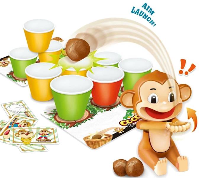 8134 Gra zręcznościowa COCONUT Monkey King Rzut kokosem do kubeczków 