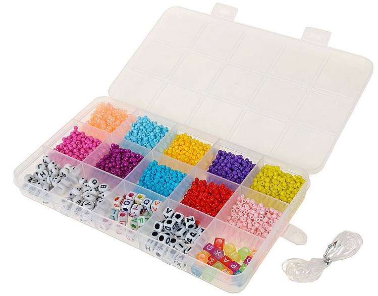 7385 Zestaw koralików do bransoletek i naszyjników + literki + sznurek