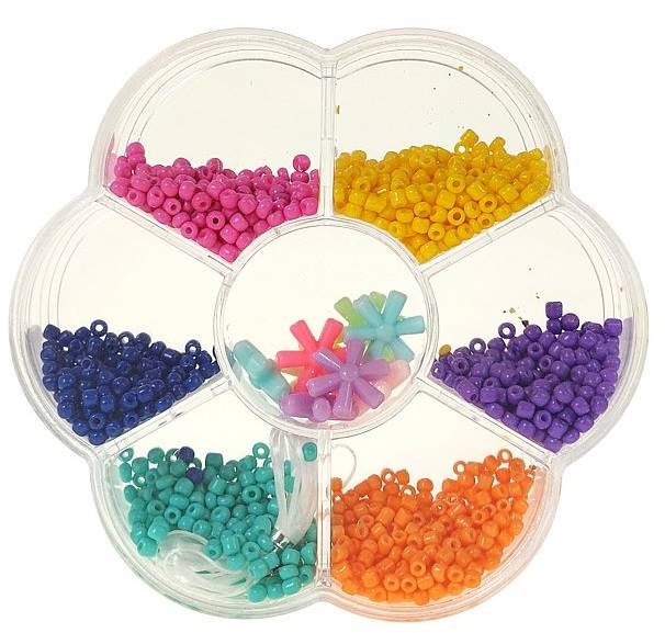 7392 Zestaw koralików do bransoletek i naszyjników 7 kolorów + żyłka 