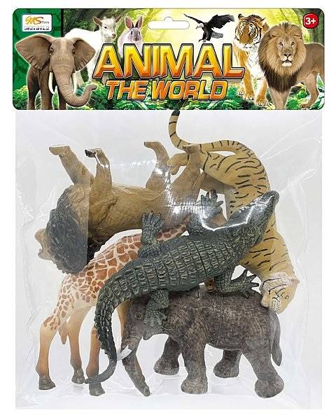 2630 Zestaw figurek dzikich zwierząt safari dżungla lew słoń krokodyl 5 szt