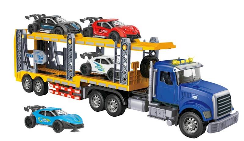 5928 Ciężarówka laweta z samochodzikami zestaw aut TIR dźwięk światło