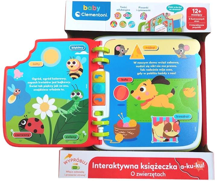 50388 Clementoni Baby Interaktywna Książeczka o zwierzętach A-ku-ku 