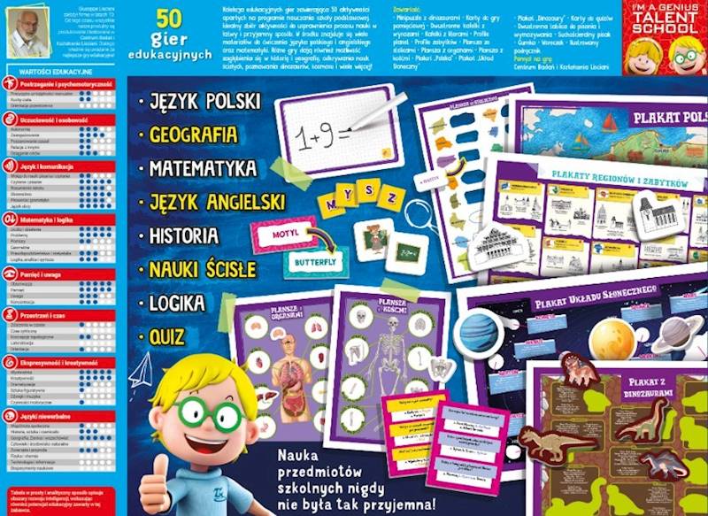 2913 Zestaw 50 gier edukacyjnych Lisciani I’m a Genius Talent School dla dzieci