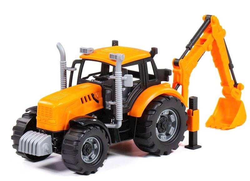 91543 Traktor zabawka z koparką – ciągnik budowlany ruchome elementy