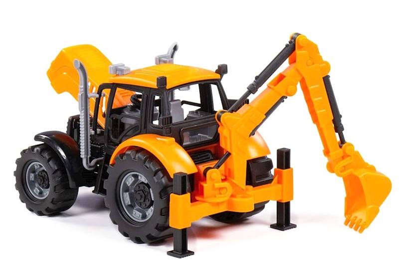 91543 Traktor zabawka z koparką – ciągnik budowlany ruchome elementy
