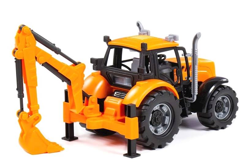 91543 Traktor zabawka z koparką – ciągnik budowlany ruchome elementy