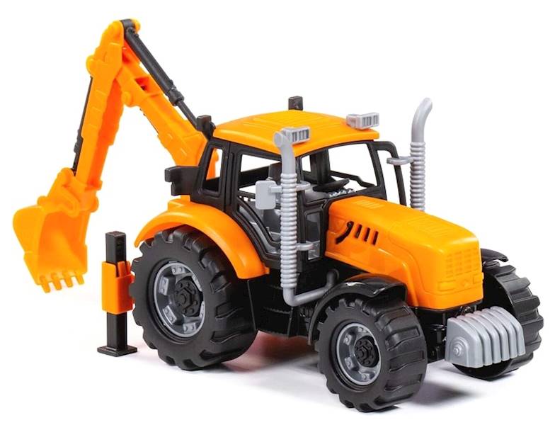 91543 Traktor zabawka z koparką – ciągnik budowlany ruchome elementy