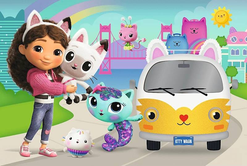 4151 Puzzle Trefl 60 elementów Gabby i kocie przygody, Koci Domek Gabi