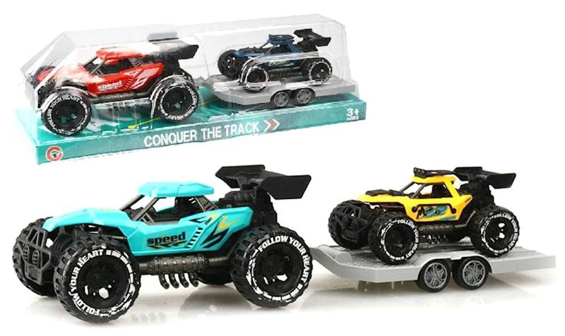 5836 Zestaw Samochodów Terenowych z Lawetą 2 Auta – Pojazdy