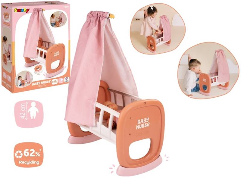 3910 SMOBY Baby Nurse Kołyska z Baldachimem dla Lalki Łóżeczko