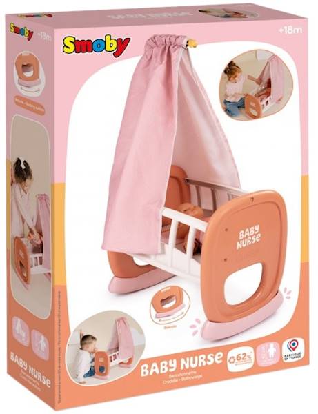 3910 SMOBY Baby Nurse Kołyska z Baldachimem dla Lalki Łóżeczko