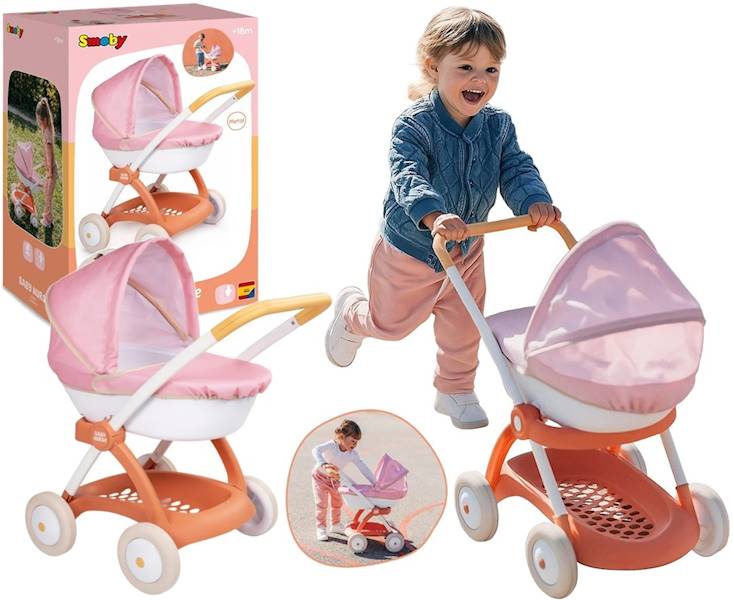 1241 Smoby Baby Nurse Wózek Głęboki dla Lalki zabawka dla dziewczynki metal
