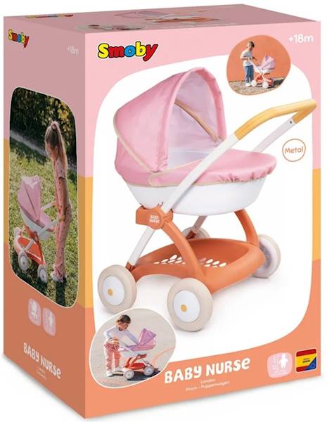 1241 Smoby Baby Nurse Wózek Głęboki dla Lalki zabawka dla dziewczynki metal