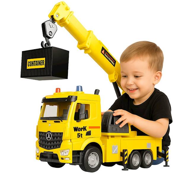 5478 Dźwig Samochodowy Żuraw Ciężarówka z Kontenerem Duży Pojazd Budowlany