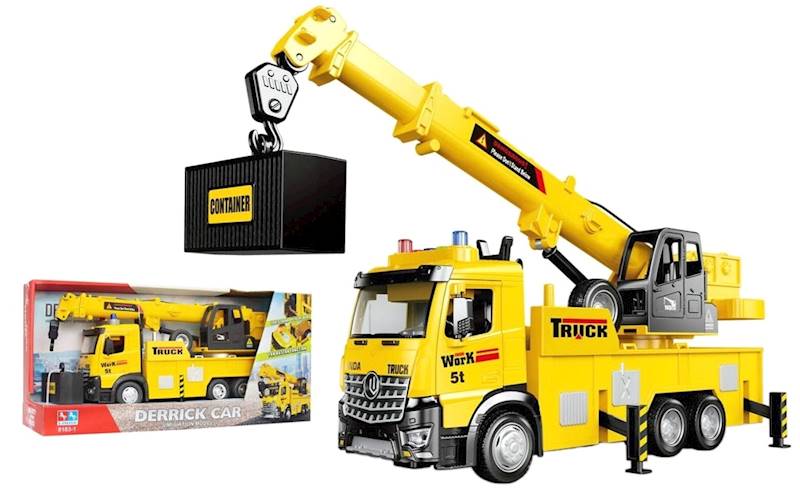 5478 Dźwig Samochodowy Żuraw Ciężarówka z Kontenerem Duży Pojazd Budowlany