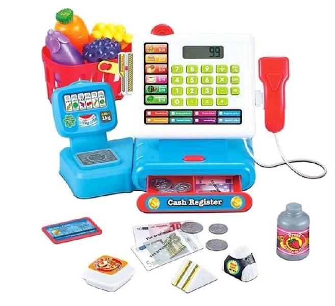 0786 Kasa Fiskalna Interaktywna Sklepowa Edukacyjna Kalkulator Skaner Koszyk 